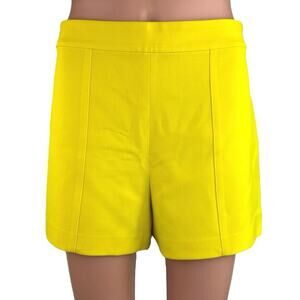 Alice + Olivia Yellow High Rise Back Zip Stretch Pleated Casual Shorts Size 4